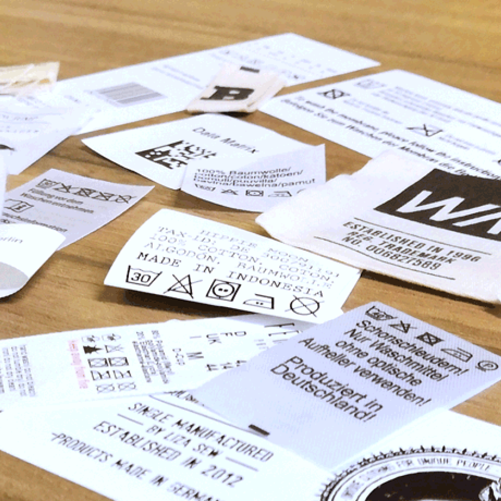 Printed care Labels, textile care label or textile labeling labels