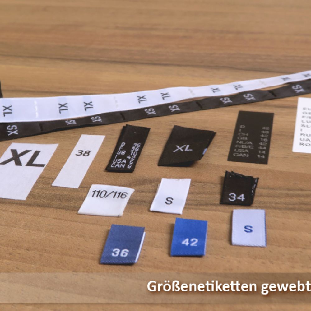 Woven size labels for textiles